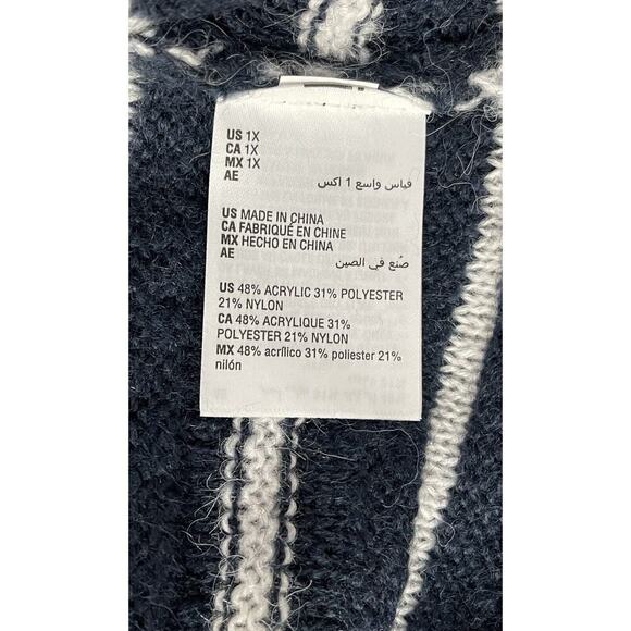 Style & Co Blue Fuzzy Striped Crewneck Pullover Sweater Plus Size 1X NWT - Picture 3 of 3